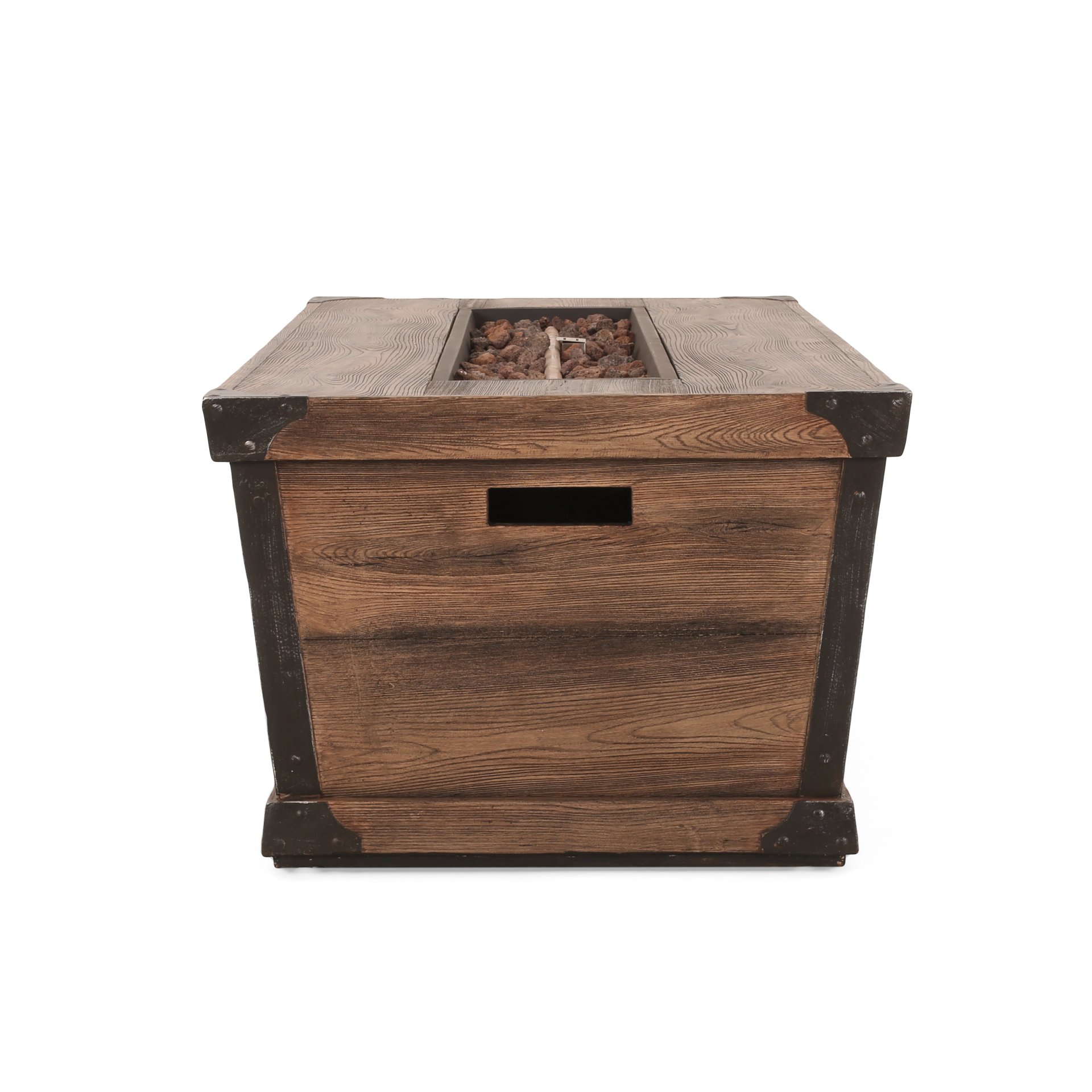 Outdoor Patio Rectangle Gas Burning Fire Pit 50, 000 Btu, Wood Pattern - Brown - Image 12