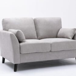 Damian - Woven Fabric Loveseat - Light Gray
