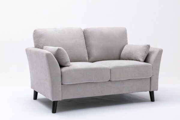Damian - Woven Fabric Loveseat - Light Gray