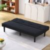 Stylish Corduroy Sofa Bed With Convertible Design - Black - Image 7