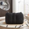 Soft Chenille Bean Bag Chair With High Resilient Foam For Living Room And Bedroom Comfortable Square Lazy Sofa With Footstool - Black - Image 10