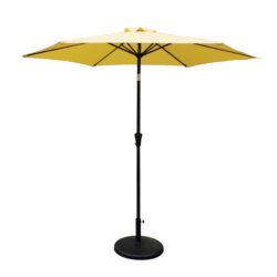 8.8' Outdoor Aluminum Patio Umbrella, Patio Umbrella, Market Umbrella With 42 Pounds Round Resin Umbrella Base, Push Button Tilt And Crank Lift - Yellow