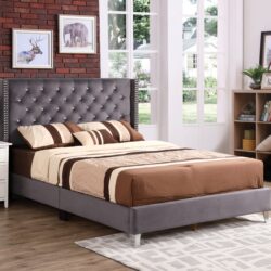 Full Upholstered Transitional Bed - Gray