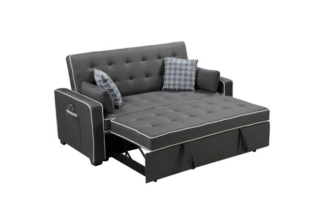 Austin - Modern Sleeper Sofa With 2 USB Charging Ports And 4 Accent Pillows - Gray - Image 3