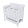 37" Bathroom Vanity, Multi Functional Cabinet With Doors And Drawers, Frame, Single Faucet Hole - White - Image 3