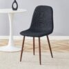 Luxury Simple Chair (Set of 4) Linen Cotton High Resilience Dining Chair With Metal Color Leg - Black / Walnut - Image 9