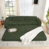 Modern Minimalist L Shape Modular Sectional Sofa Bed Corduroy Space Efficient Design - Green - Image 8
