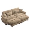 Modern 2 Seater Sofa With Ottoman And Round Bolster Armrests - Camel - Image 12
