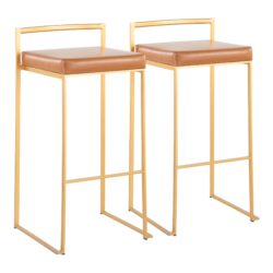 Fuji - Contemporary Barstool (Set of 2) - Gold / Camel