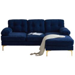 Modern L Shaped Sectional Sofa For Living Room And Bedroom - Blue