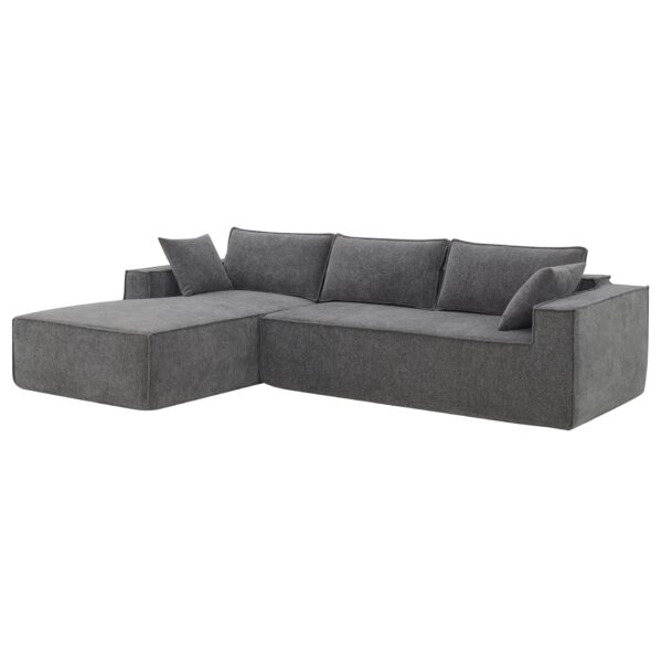 2 Pices Free Combination Minimalist Style Modular Sectional, Wrinkle Resistant Couch Set L Shaped Compressed Sofa For Living Room - Gray