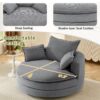 360° Swivel Sofa Chair Accent Barrel Chair With Dual Layer Cushion And 3 Removable Pillows, Corduroy - Gray - Image 6