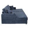 Oversized Loveseat Chaise Lounge Sectional Sofa Bed Corduroy Sleeper Sofa With 2 USB Ports, 2 Cup Holders And 2 Throw Pillows For Living Room And Bedroom - Blue - Image 15