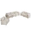 Comfortable Oversized 3 Piece Sofa Set With Single 2 Seater 3 Seater Sofas Corduroy - Beige - Image 21