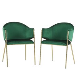 Modern Upholstered Dining Chair With Gold Metal Frame - Emerald / Gold