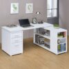 L Shape Computer Desk With Multiple Storage And Built In File Cabinet - White - Image 2
