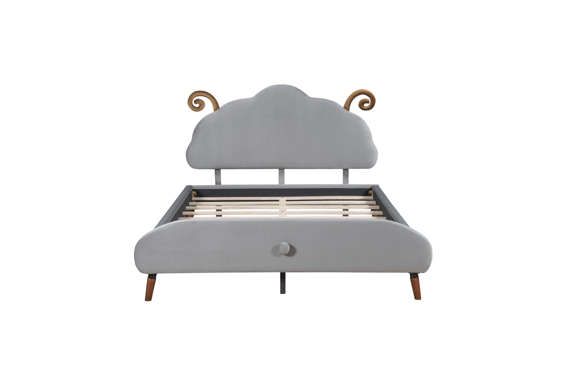 Full Size Upholstered Platform Bed With Sheep Shaped Headboard - Gray - Image 8