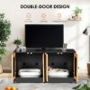 Double Litter Box Enclosure, Cat Litter Box Enclosure For 2 Cats, Hidden Litter Box Furniture With Rattan Doors - Black - Image 4