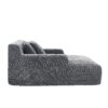 Chenille Interior Lazy Sofa Chaise Longue Armchair With 3 Pillows And Armrests - Gray - Image 18