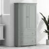 Wide Bathroom Storage Cabinet, Freestanding Storage Cabinet With Two Drawers And Adjustable Shelf, MDF Board With Painted Finish - Gray - Image 24