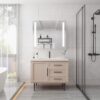 36" X 30" Medicine Cabinet With LED Vanity Mirror, Anti-Fog, Dimmable, Recessed Or Surface Mount, Aluminum 3000K~6000K Lighted Double Door Bathroom Cabinet With Touch Switch - Silver - Image 2