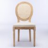 French Style Solid Wood Frame Antique Painting Linen Fabric Rattan Back Dining Chair (Set of 2) - Cream / Beige - Image 2