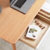 Computer Desk Large Size Office Desk With 2 Drawers, Modern Simple Style PC Table With Gap Design For Home Office - White / Gray - Image 6