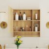Bathroom Mirror Cabinet Wall Mounted, Medicine Cabinet, Over The Toilet Storage Cabinet With Shelves And Towel Rack - Burly Wood - Image 6