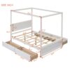 Full Size Canopy Platform Bed With 4 Drawers And Support Slats, No Box Spring Needed - Brushed White - Image 8