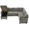 Sectional Sofa Versatile Sofa Bed Sofa Sleeper U - Shaped Sofa With Ample Storage Space, 2 Cup Holders And Charging Ports For Living Room - Light Gray - Image 13