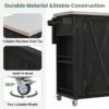 Outdoor Kitchen Island Fir Wood Kitchen Island With Stainless Steel Top, Ample Storage Space, Towel And Spice Racks And A Bottle Opener For Outdoor - Black - Image 4