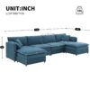 Chenille Modular Sectional Sofa, U Shaped Cloud Couch Set With Double Cushions, 6 Seat Sleeper Sofa Bed With Ottomans, Oversized Indoor Furniture - Blue - Image 19