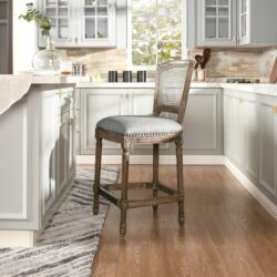 Triomphe - Rattan Wicker High Back Armless Counter Bar Stool - Heathered Gray