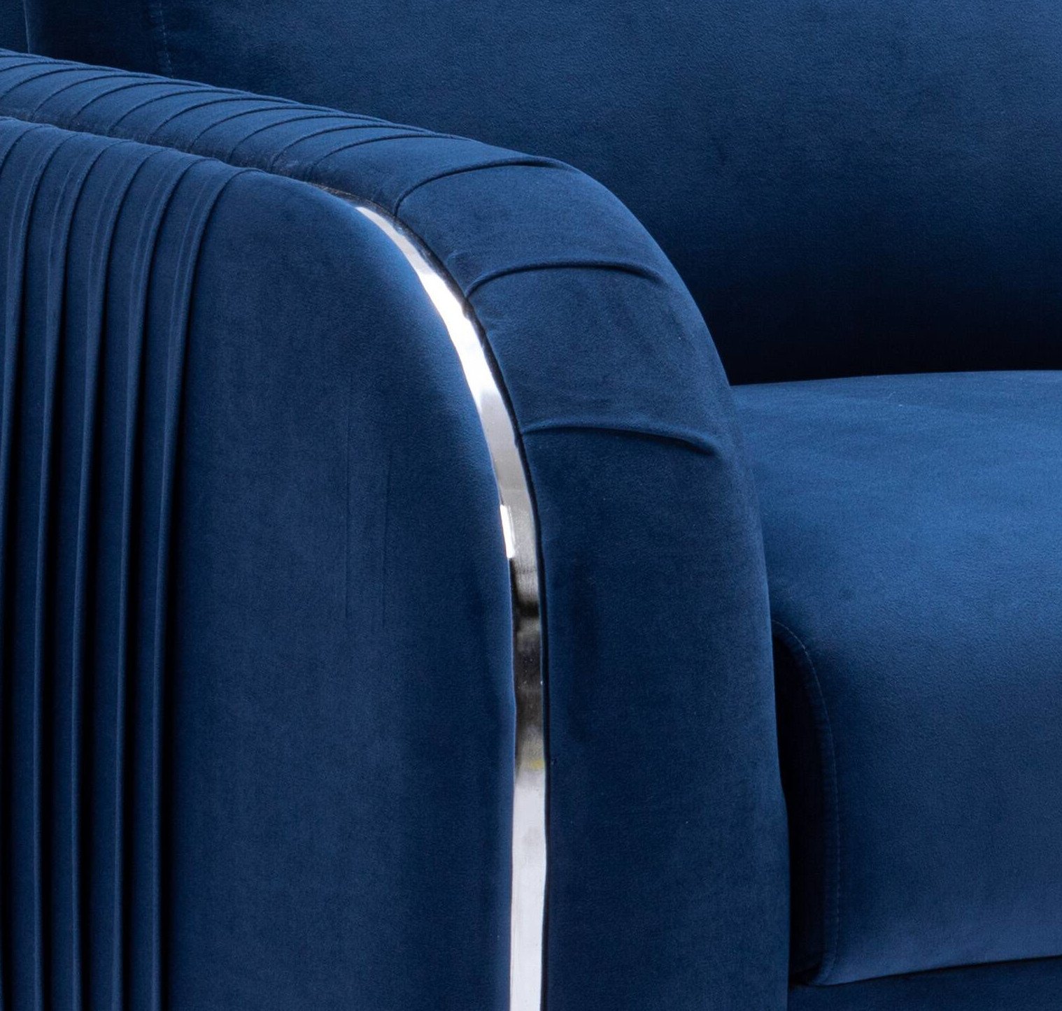 Wenona - Velvet 3 Pieces Living Room Set - Blue - Image 4