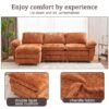 Modern Deep 3 Seat Sofa Couch With Ottoman, Polyester Sofa Sleeper Comfy Upholstered Furniture For Living Room - Orange - Image 11