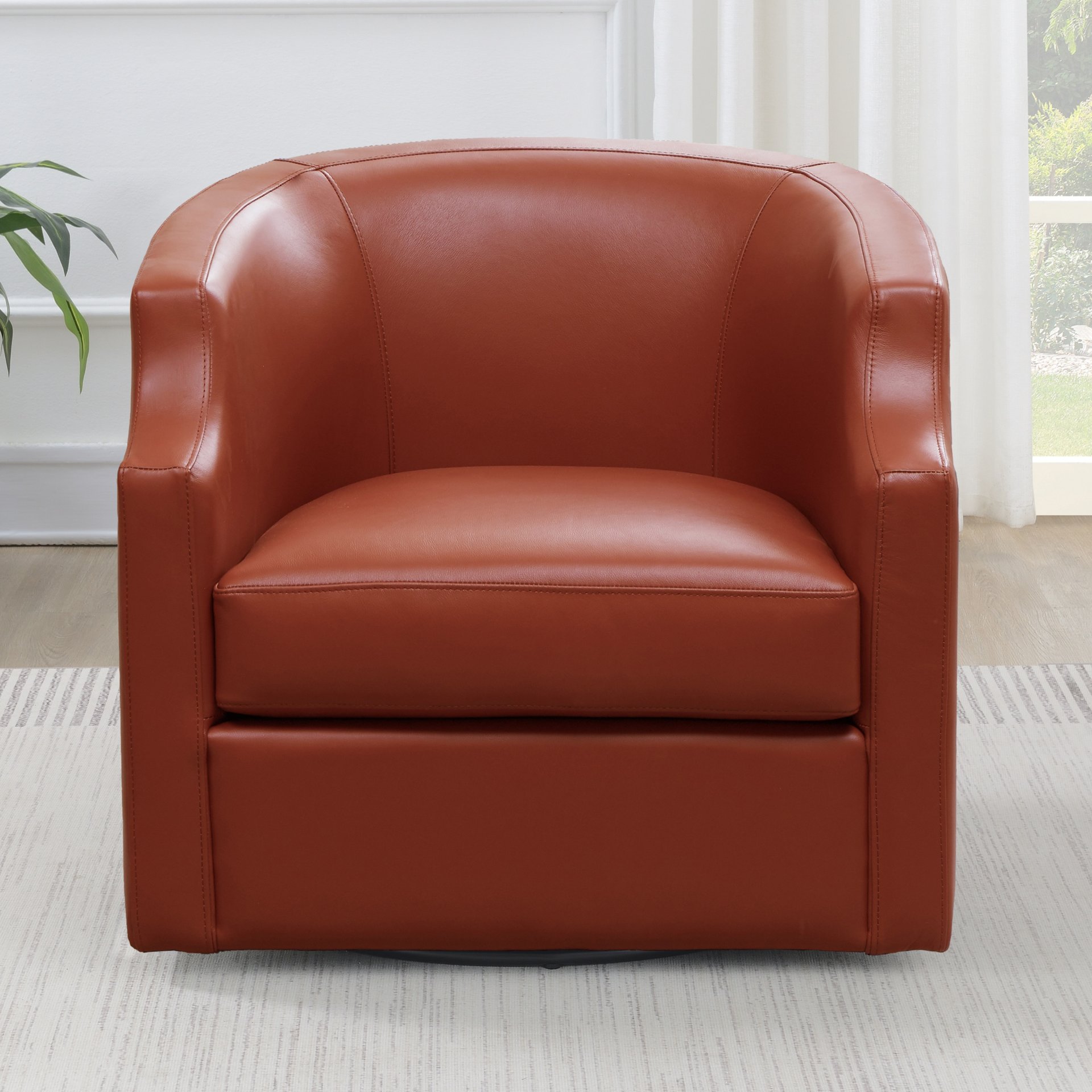 Emmett - Swivel Glider Barrel Chair With Clip Arm Design - Caramel - Image 5