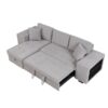 Pull Out Sleeper Sofa Reversible L-Shape 3 Seat Sectional Couch With Storage Chaise And 2 Stools For Living Room Furniture Set - Gray - Image 17
