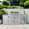 6 Burner 85, 000 Btu Deluxe Gas Outdoor Kitchen Island Grill With Wine Cooler Refrigerator, Rotisserie, Storage Cabinets & Drawers - Silver - Image 2
