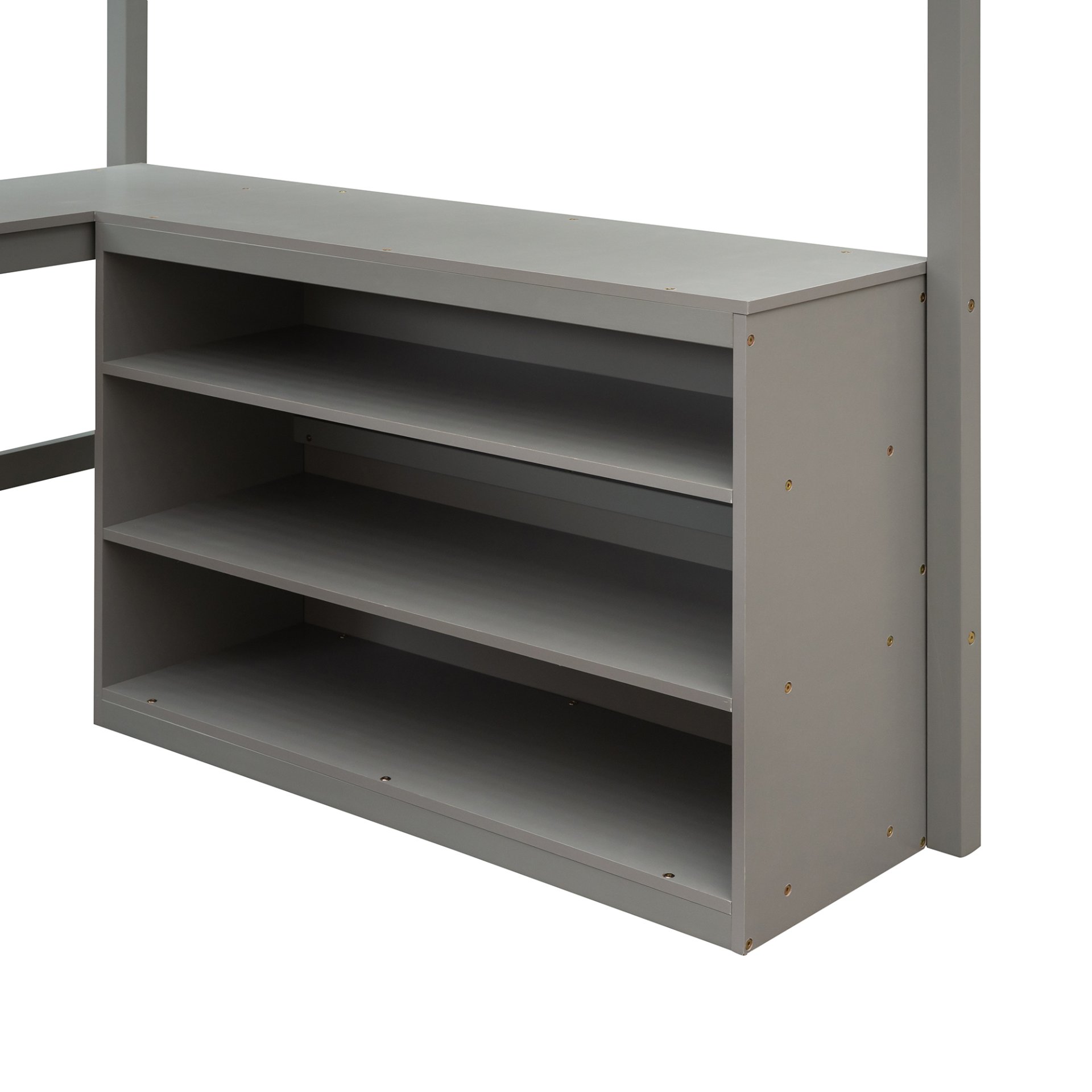 Full Size Loft Bed With Shelves With Desk - Gray - Image 16