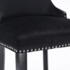 Contemporary Velvet Upholstered Wing-Back Barstools With Button Tufted Decoration And Wooden Legs, And Chrome Nailhead Trim, Leisure Style Bar Chairs, Bar Stools (Set of 4) - Black - Image 10