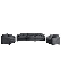Luxurious And Sophisticated Sofa Set With Soft Cushions For Living Rooms And Home Theaters - Gray