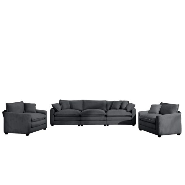 Luxurious And Sophisticated Sofa Set With Soft Cushions For Living Rooms And Home Theaters - Gray