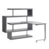 Buck II - Clear Glass, Chrome High Gloss Writing Desk With Shelf - Gray - Image 8