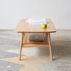 Center Table Low Table 100% Solid Wood Top Plate Desk Coffee Table Study Desk Work From Home Natural Wood With Storage Shelf Writing Desk - Oak - Image 5