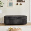 Charcoal Faux Fur Flip Top Storage Bench With Metal Legs, Wide Bed End Stool Foot Rest - Charcoal - Image 2