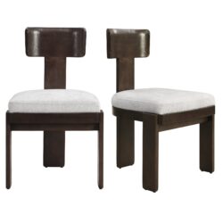 Upholstered Dining Chairs (Set of 2), Fabric Side Chairs With Gray Seating Solid Rubber Wood Legs, 330 Lbs Weight Capacity - Dark Brown / Gray
