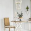 4 Light Wood Chandelier, Hanging Light Fixture With Adjustable Chain For Kitchen, Bulb Not Included - Cream White - Image 5