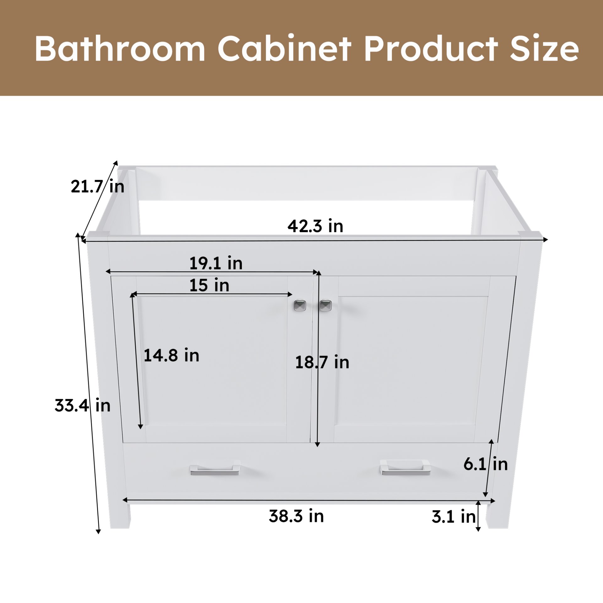 42" Bathroom Vanity Base With Doors And Drawer - White - Image 3