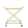 Sherianne - Industrial Bar Cart With Tempered Glass Shelves And Swivel Wheels - Gold - Image 4