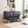 Contemporary Wood Frame Sofa Bed With Stainless Legs - Black - Image 2